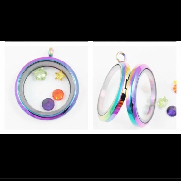 Floating  Locket Rainbow 🌈 Necklace - Picture 1 of 8